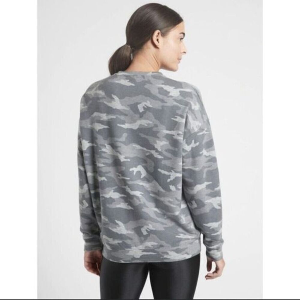 ATHLETA Balance Pullover Sweatshirt Size Medium Camo Lux Dark Gray Top Women's - Picture 3 of 7